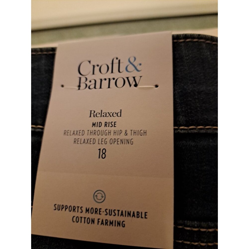 Croft & Barrow Denim Blue Jeans Women's 18 Girlfriend‎ Pull On Stretch NWT - Picture 10 of 11